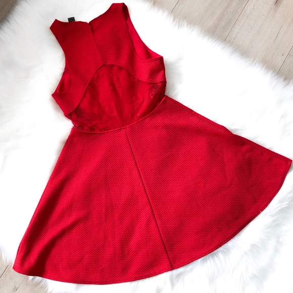 Forever 21 Skater Dress Semi Open Back Ribbed Lace - Picture 4 of 7